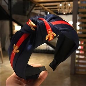 Topknot fashion headband-Navy